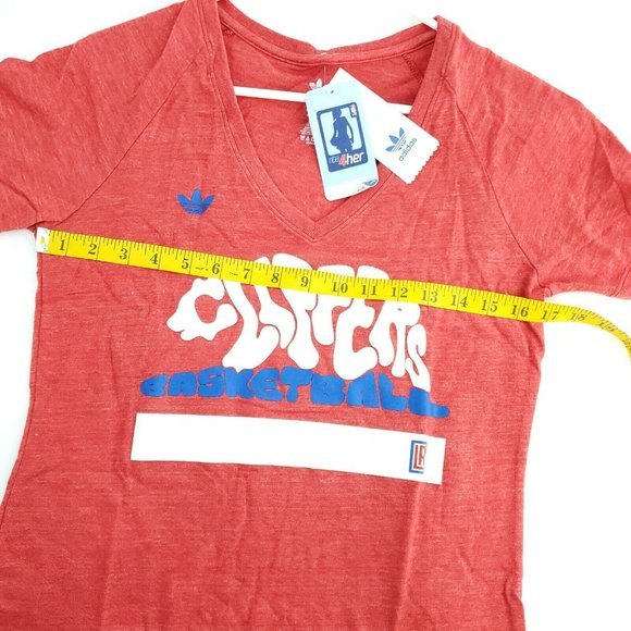 Adidas Womens Red Short Sleeve V Neck Clipper Basketball Pullover T Shirt Size M - Picture 9 of 13